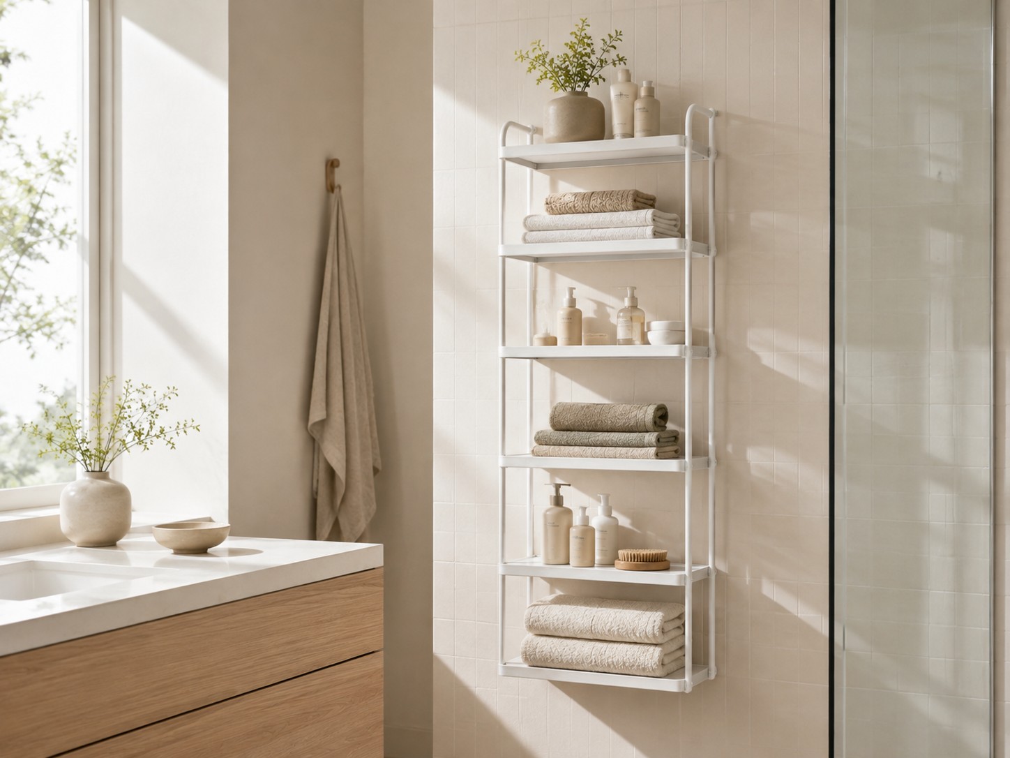 Étagère murale salle de bain : gagner du rangement sans meuble au sol